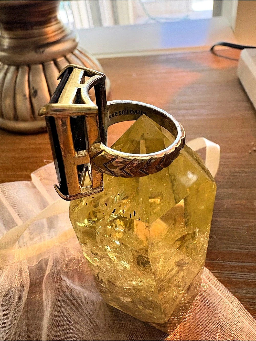 Heidi Daus Black & Gold-Tone Statement Ring